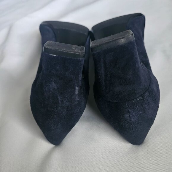 Vaneli Navy Blue Suede Buckle Square-Toe Low Kitten Heel Pumps Women's Size 9M - Picture 12 of 14
